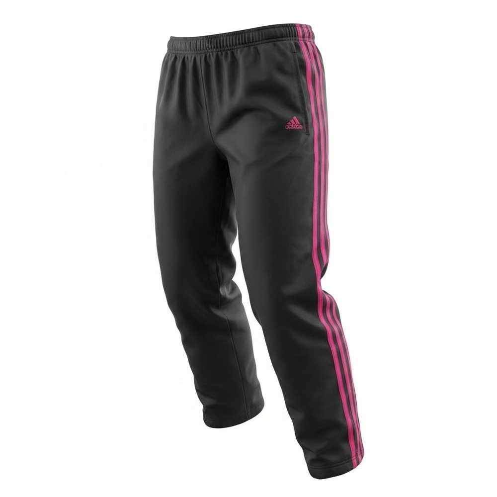 Adidas Track Pants Mens XL Black Pink 3-Stripe‎ Ankle Zip Athletic Pants